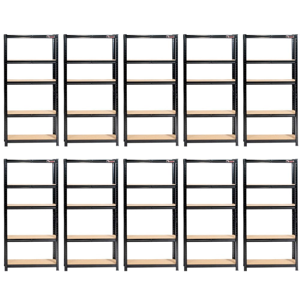150 x 75 x 30cm | Black | 5 Tier Boltless Heavy Duty Garage Shelving Unit | 1000kg Load Weight