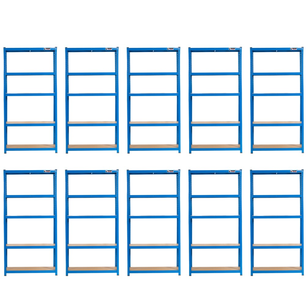 180 x 90 x 40cm | Blue | 5 Tier Boltless Heavy Duty Garage Shelving Unit | 1000kg Load Weight