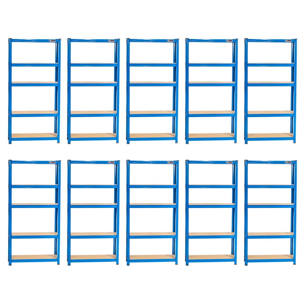 150 x 75 x 30cm | Blue | 5 Tier Boltless Heavy Duty Garage Shelving Unit | 1000kg Load Weight