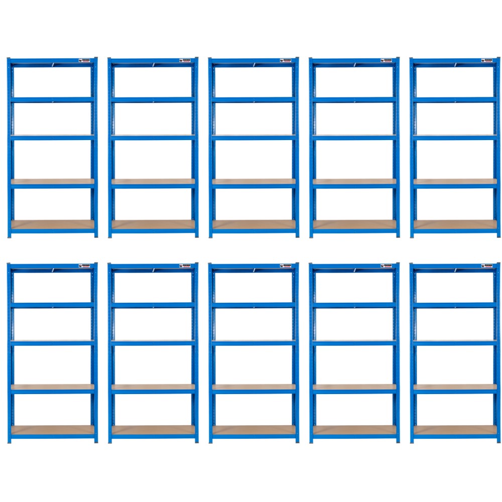 180 x 90 x 60cm | Blue | 5 Tier Boltless Heavy Duty Garage Shelving Unit | 1000kg Load Weight