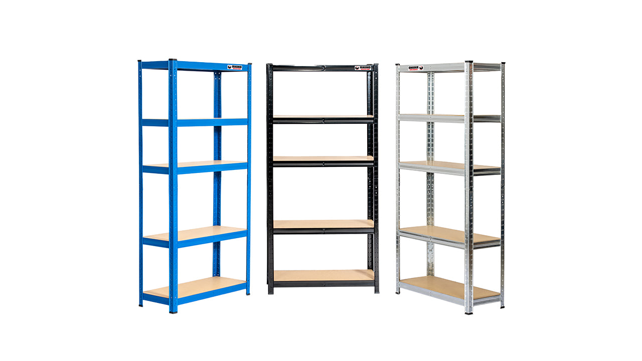 three-industrial-shelving-units-standing-side-by-side-holding-items