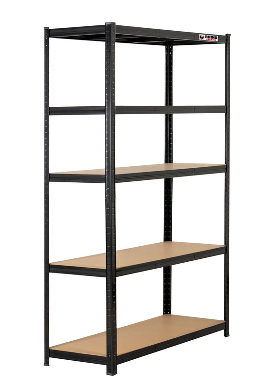 180 x 120 x 45cm | Black | 5 Tier Boltless Heavy Duty Garage Shelving Unit | 1000kg Load Weight