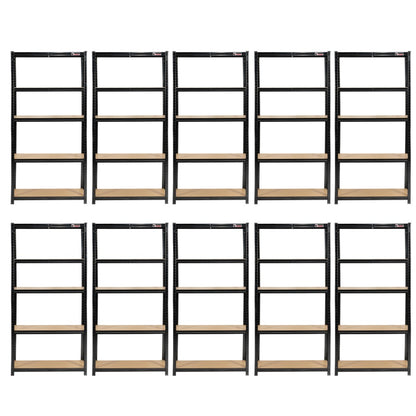 180 x 90 x 45cm | Black | 5 Tier Boltless Heavy Duty Garage Shelving Unit | 200kg Per Shelf |  1000kg Load Weight Per Unit