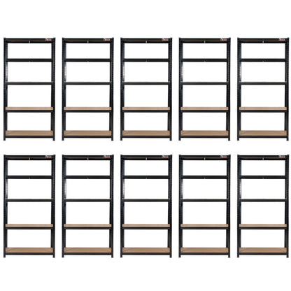 180 x 90 x 60cm | Black | 5 Tier Boltless Heavy Duty Garage Shelving Unit | 200kg Per Shelf | 1000kg Load Weight Per Unit