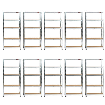150 x 75 x 30cm | Galvanised | 5 Tier Boltless Heavy Duty Garage Shelving Unit | 200kg Per Shelf | 1000kg Load Weight Per Unit