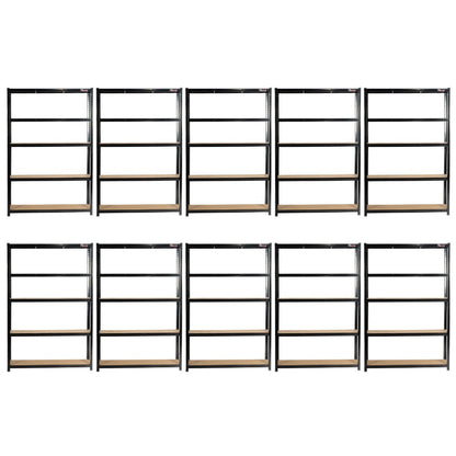 180 x 120 x 40cm | Black | 5 Tier Boltless Heavy Duty Garage Shelving Unit | 200kg Per Shelf | 1000kg Load Weight Per Unit