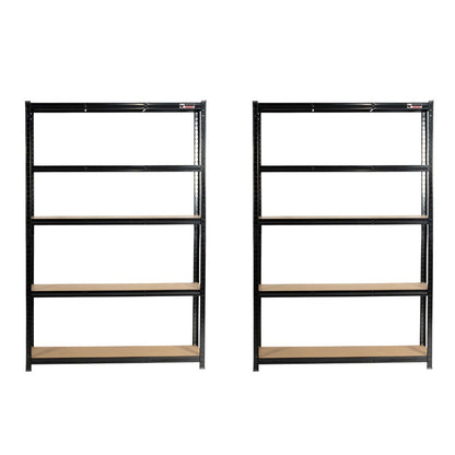 180 x 120 x 40cm | Black | 5 Tier Boltless Heavy Duty Garage Shelving Unit | 200kg Per Shelf | 1000kg Load Weight Per Unit