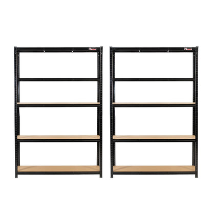 180 x 120 x 45cm | Black | 5 Tier Boltless Heavy Duty Garage Shelving Unit |  200kg Per Shelf | 1000kg Load Weight Per Unit