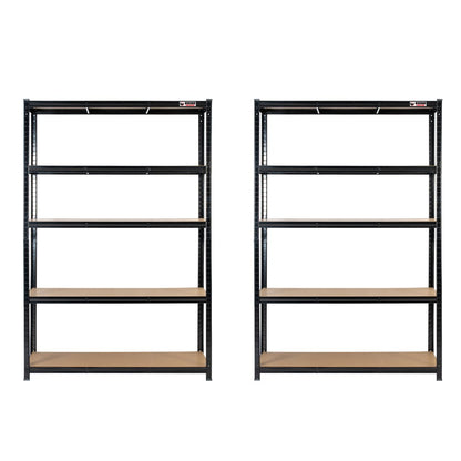180 x 120 x 60cm | Black | 5 Tier Boltless Heavy Duty Garage Shelving Unit | 200kg Per Shelf | 1000kg Load Weight Per Unit