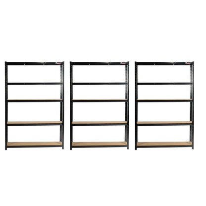 180 x 120 x 40cm | Black | 5 Tier Boltless Heavy Duty Garage Shelving Unit | 200kg Per Shelf | 1000kg Load Weight Per Unit
