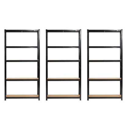 180 x 90 x 30cm | Black | 5 Tier Boltless Heavy Duty Garage Shelving Unit | 200kg Per Shelf | 1000kg Load Weight Per Unit