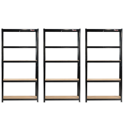 180 x 90 x 40cm | Black | 5 Tier Boltless Heavy Duty Garage Shelving Unit | 200kg Per Shelf | 1000kg Load Weight Per Unit