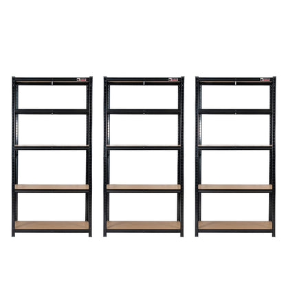 180 x 90 x 60cm | Black | 5 Tier Boltless Heavy Duty Garage Shelving Unit | 200kg Per Shelf | 1000kg Load Weight Per Unit