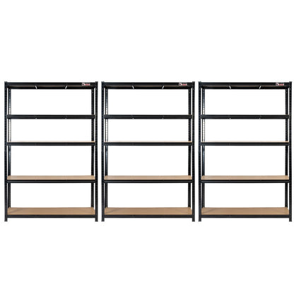 180 x 120 x 60cm | Black | 5 Tier Boltless Heavy Duty Garage Shelving Unit | 200kg Per Shelf | 1000kg Load Weight Per Unit
