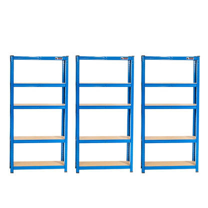 150 x 75 x 30cm | Blue | 5 Tier Boltless Heavy Duty Garage Shelving Unit | 200kg Per Shelf | 1000kg Load Weight Per Unit