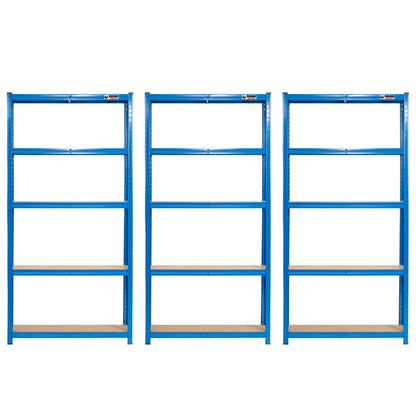 180 x 90 x 30cm | Blue | 5 Tier Boltless Heavy Duty Garage Shelving Unit | 200kg Per Shelf | 1000kg Load Weight Per Unit