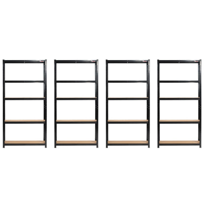 180 x 90 x 30cm | Black | 5 Tier Boltless Heavy Duty Garage Shelving Unit | 200kg Per Shelf | 1000kg Load Weight Per Unit