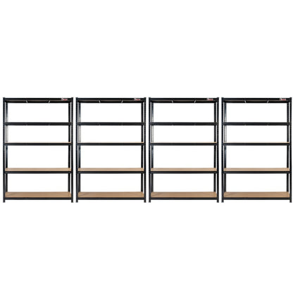 180 x 120 x 60cm | Black | 5 Tier Boltless Heavy Duty Garage Shelving Unit | 200kg Per Shelf | 1000kg Load Weight Per Unit