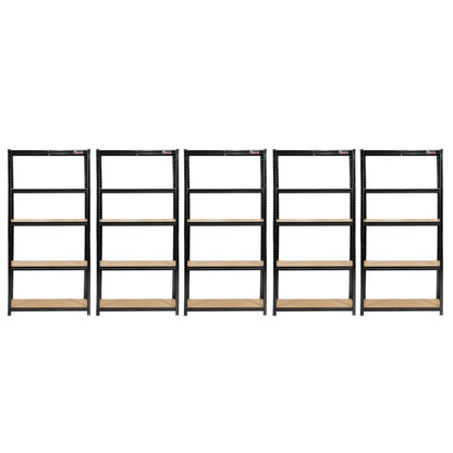 180 x 90 x 45cm | Black | 5 Tier Boltless Heavy Duty Garage Shelving Unit | 200kg Per Shelf |  1000kg Load Weight Per Unit