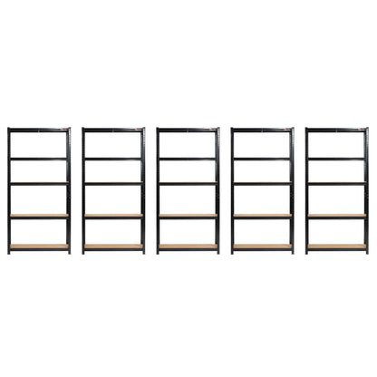 180 x 90 x 30cm | Black | 5 Tier Boltless Heavy Duty Garage Shelving Unit | 200kg Per Shelf | 1000kg Load Weight Per Unit