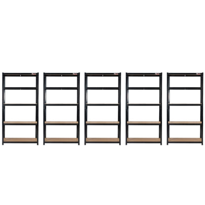180 x 90 x 60cm | Black | 5 Tier Boltless Heavy Duty Garage Shelving Unit | 200kg Per Shelf | 1000kg Load Weight Per Unit