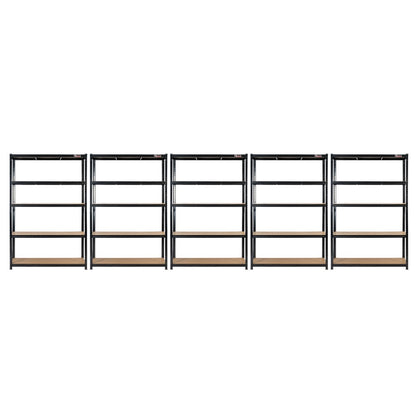 180 x 120 x 60cm | Black | 5 Tier Boltless Heavy Duty Garage Shelving Unit | 200kg Per Shelf | 1000kg Load Weight Per Unit