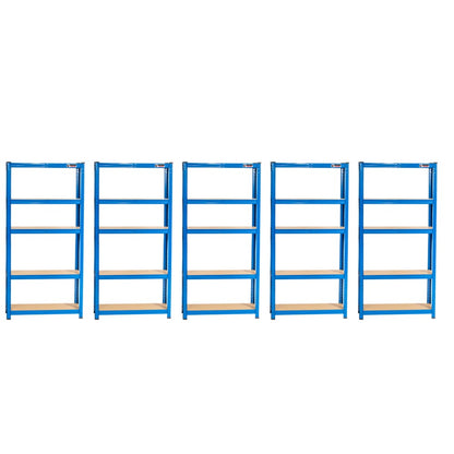 150 x 75 x 30cm | Blue | 5 Tier Boltless Heavy Duty Garage Shelving Unit | 200kg Per Shelf | 1000kg Load Weight Per Unit