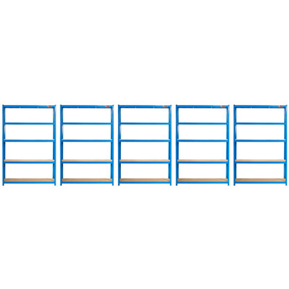 180 x 120 x 40cm | Blue | 5 Tier Boltless Heavy Duty Garage Shelving Unit | 200kg Per Shelf | 1000kg Load Weight Per Unit