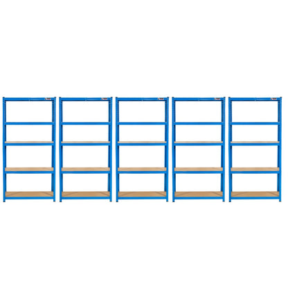 180 x 90 x 45cm | Blue | 5 Tier Boltless Heavy Duty Garage Shelving Unit | 200kg Per Shelf | 1000kg Load Weight Per Unit