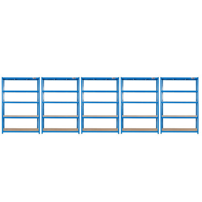 180 x 120 x 60cm | Blue | 5 Tier Boltless Heavy Duty Garage Shelving Unit | 200kg Per Shelf | 1000kg Load Weight Per Unit