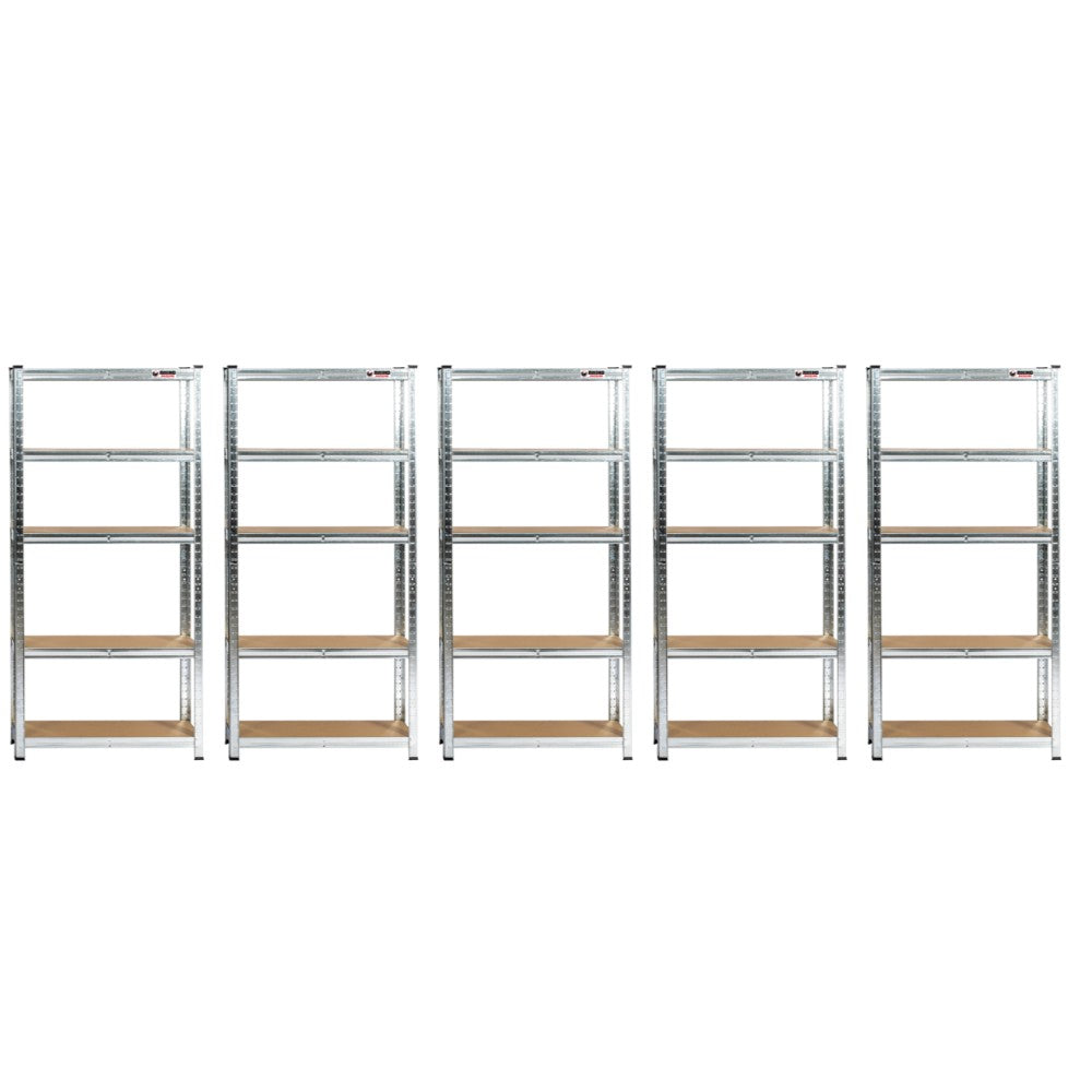 150 x 75 x 30cm | Galvanised | 5 Tier Boltless Heavy Duty Garage Shelving Unit | 1000kg Load Weight