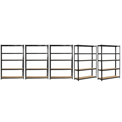 180 x 120 x 40cm | Black | 5 Tier Boltless Heavy Duty Garage Shelving Unit | 200kg Per Shelf | 1000kg Load Weight Per Unit