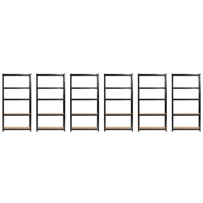 180 x 90 x 30cm | Black | 5 Tier Boltless Heavy Duty Garage Shelving Unit | 200kg Per Shelf | 1000kg Load Weight Per Unit
