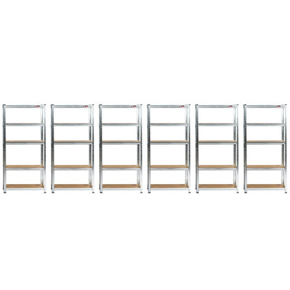 150 x 75 x 30cm | Galvanised | 5 Tier Boltless Heavy Duty Garage Shelving Unit | 200kg Per Shelf | 1000kg Load Weight Per Unit