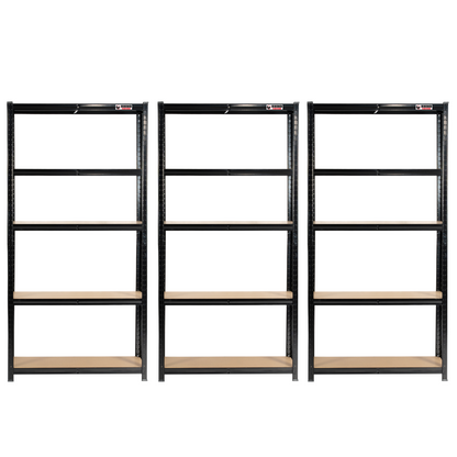 180 x 90 x 40cm | Black | 5 Tier Boltless Heavy Duty Garage Shelving Unit | 200kg Per Shelf | 1000kg Load Weight Per Unit