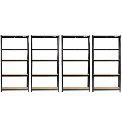 180 x 90 x 40cm | Black | 5 Tier Boltless Heavy Duty Garage Shelving Unit | 200kg Per Shelf | 1000kg Load Weight Per Unit