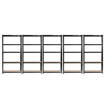180 x 90 x 40cm | Black | 5 Tier Boltless Heavy Duty Garage Shelving Unit | 200kg Per Shelf | 1000kg Load Weight Per Unit