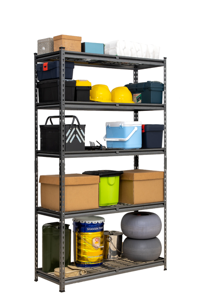 183 x 120 x 45cm | 5 Tier Boltless Wire Shelving Unit | Hammertone | 1000kg load weight