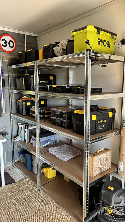 180 x 90 x 60cm | Galvanised | 5 Tier Boltless Heavy Duty Garage Shelving Unit | 200kg Per Shelf | 1000kg Load Weight Per Unit