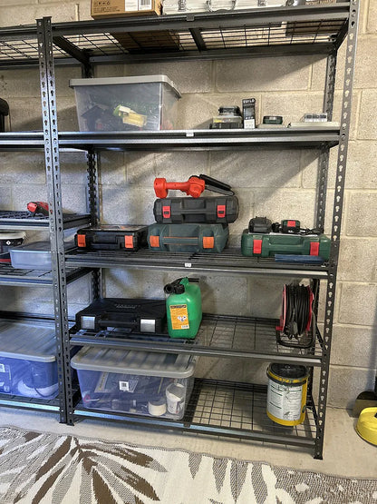 183 x 120 x 40cm | 5 Tier Boltless Wire Shelving Unit | Hammertone | 1000kg load weight
