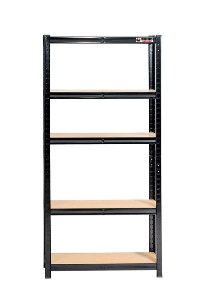 150 x 75 x 30cm | Black | 5 Tier Boltless Heavy Duty Garage Shelving Unit | 200kg Per Shelf | 1000kg Load Weight Per Unit