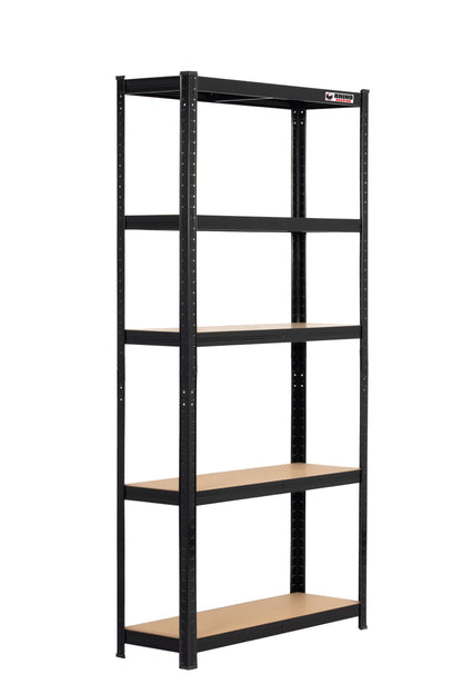 180 x 90 x 30cm | Black | 5 Tier Boltless Heavy Duty Garage Shelving Unit | 200kg Per Shelf | 1000kg Load Weight Per Unit