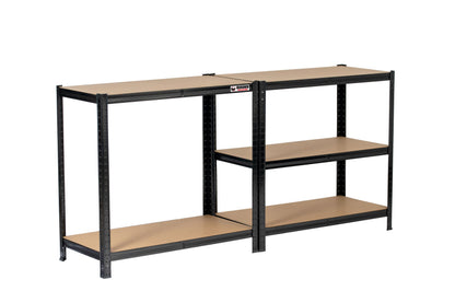 180 x 90 x 30cm | Black | 5 Tier Boltless Heavy Duty Garage Shelving Unit | 200kg Per Shelf | 1000kg Load Weight Per Unit