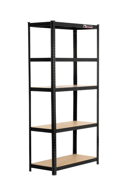 180 x 90 x 40cm | Black | 5 Tier Boltless Heavy Duty Garage Shelving Unit | 200kg Per Shelf | 1000kg Load Weight Per Unit