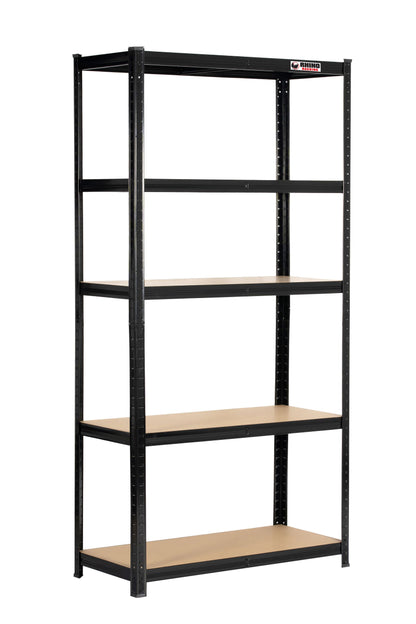 180 x 90 x 40cm | Black | 5 Tier Boltless Heavy Duty Garage Shelving Unit | 200kg Per Shelf | 1000kg Load Weight Per Unit