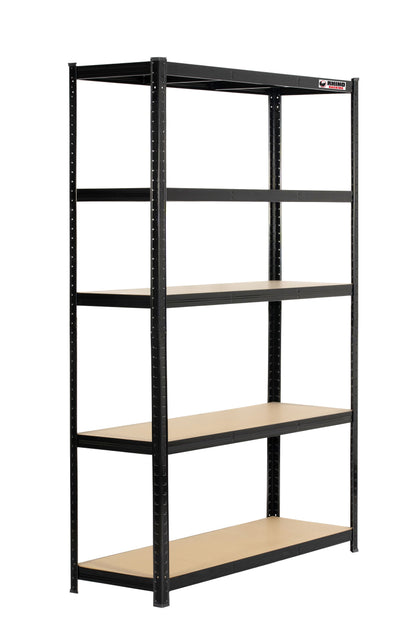 180 x 120 x 40cm | Black | 5 Tier Boltless Heavy Duty Garage Shelving Unit | 200kg Per Shelf | 1000kg Load Weight Per Unit