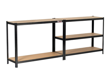 180 x 120 x 40cm | Black | 5 Tier Boltless Heavy Duty Garage Shelving Unit | 200kg Per Shelf | 1000kg Load Weight Per Unit