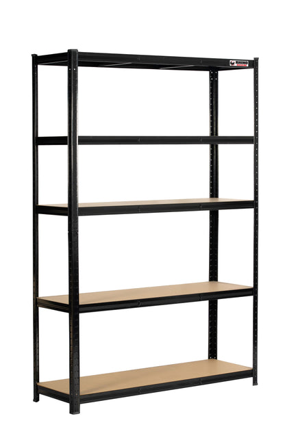 180 x 120 x 40cm | Black | 5 Tier Boltless Heavy Duty Garage Shelving Unit | 200kg Per Shelf | 1000kg Load Weight Per Unit