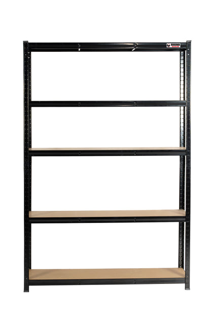 180 x 120 x 40cm | Black | 5 Tier Boltless Heavy Duty Garage Shelving Unit | 200kg Per Shelf | 1000kg Load Weight Per Unit