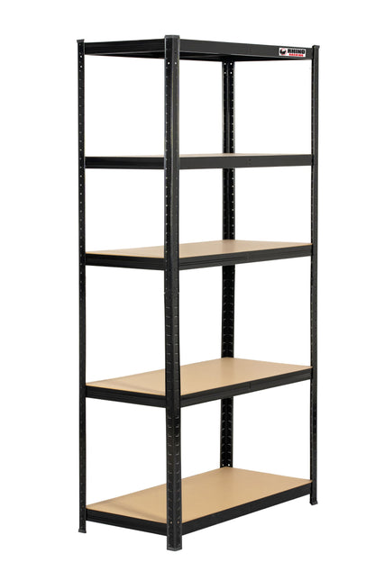 180 x 90 x 45cm | Black | 5 Tier Boltless Heavy Duty Garage Shelving Unit | 200kg Per Shelf |  1000kg Load Weight Per Unit